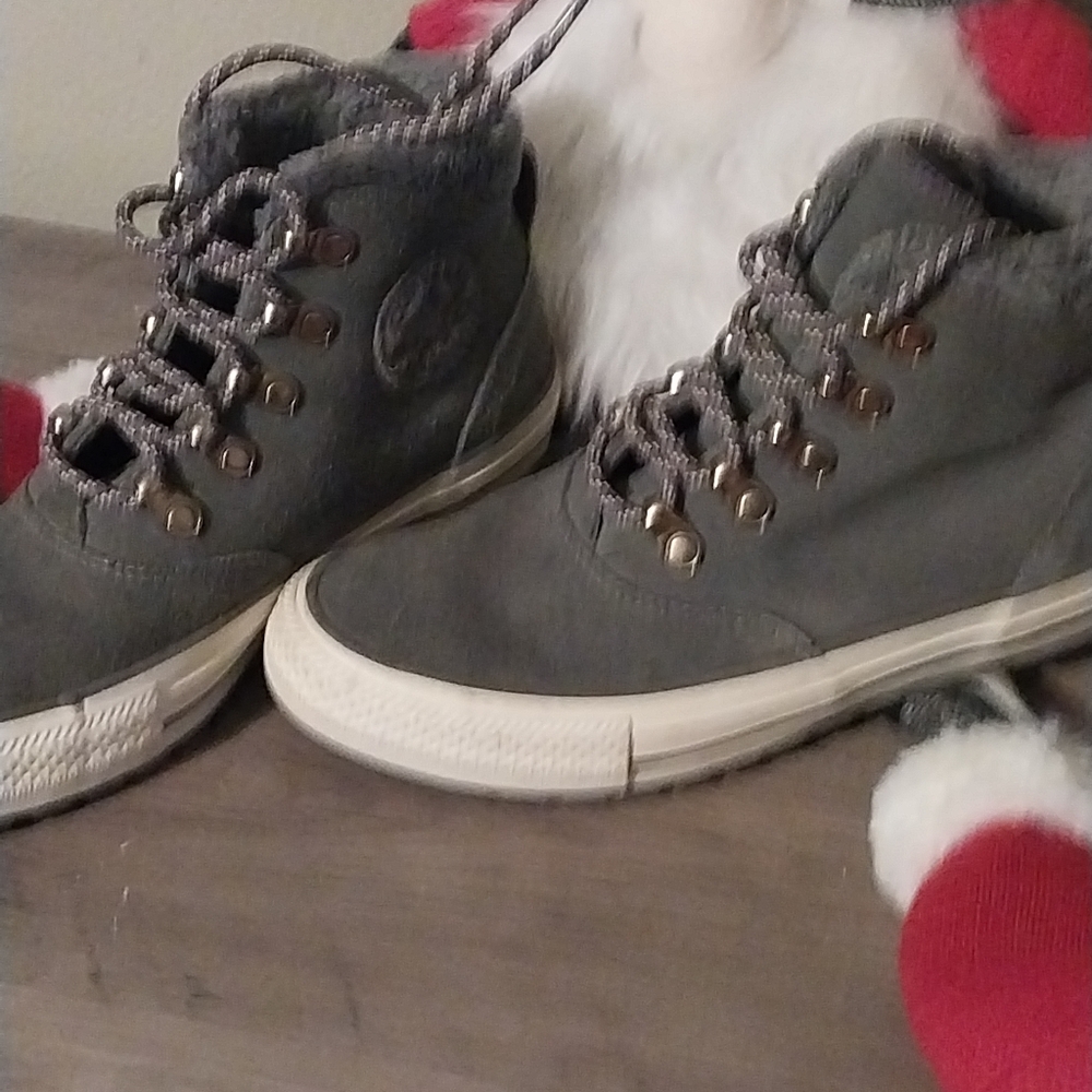 Gray High-Top All Star Converse Sneakers with White Soles - Picture 2 of 5